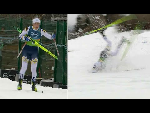 Pesadilla olímpica de Ebba Andersson 😱 Esquí roto y caos con un solo esquí 🇸🇪 La tecnología que a...