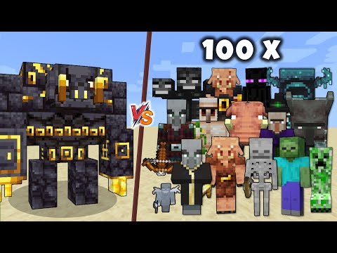 GILDED BRUTE GOLEM vs All Mobs in Minecraft x100 - Gilded Brute Golem vs All Mobs army