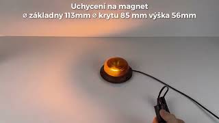 LED maják, 12-24V, 18xLED oranžový, magnet, ECE R65