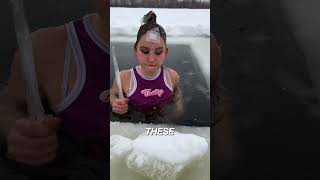 She swims in freezing water!