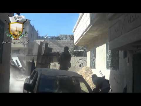 استهداف كتيبة مجاهدي الصالحية بالأسلحة المتوسطة والثقيلة مواقع قوات النظام في حي برزة في مدينة دمشق