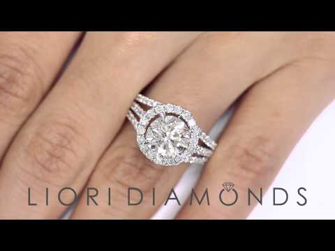 ER - 1173 - 3.93 Carat G-SI2 Natural Round Diamond Engagement Ring 14k White Gold Pave Halo