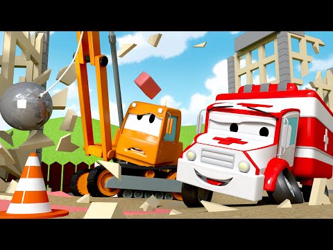 Amber der Krankenwagen -  Dane der Abrisskran - Autopolis 🚒 Lastwagen Zeichentrickfilme für Kinder