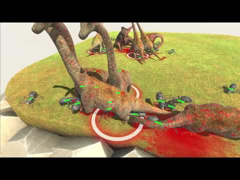 Animal Revolt Battle Simulator 25 Saber-Toothed Spider VS 10 Brachiosaurus
