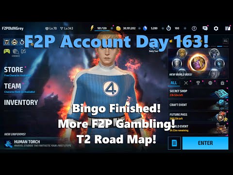 Marvel Future Fight: F2P Account Day 163!  Bingo Finished!  More F2P Gambling! T2 Road Map! 🏆🤓🗺️