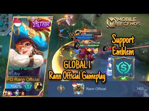 GLOBAL RUBY 1 Rann Official EMBLEM SUPPORT + BUILD | MOBILE LEGEND!!!