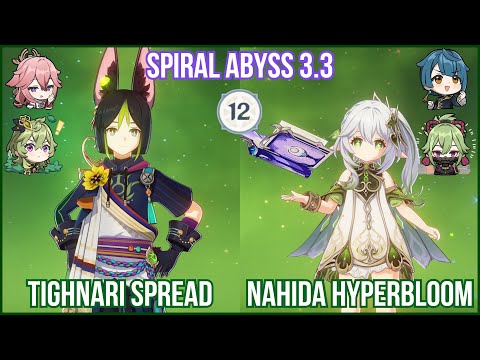 Seeds are OP! Tighnari Spread & Nahida Shinobu Hyperbloom - Spiral Abyss 3.3 Full Star Clear
