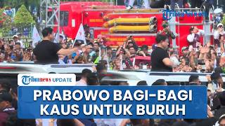 Presiden Prabowo Subianto Bagi-bagi Kaos untuk Buruh seusai Menghadiri Demonstrasi May Day 2026