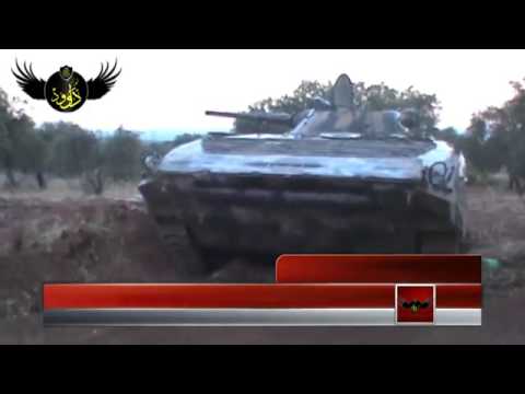 استهداف عربة لقوات النظام من قبل لواء داوود في معمل القرميد في محافظة إدلب