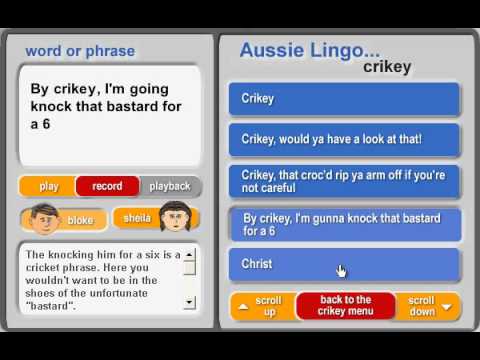 Aussie Lingo..."Crikey" examples