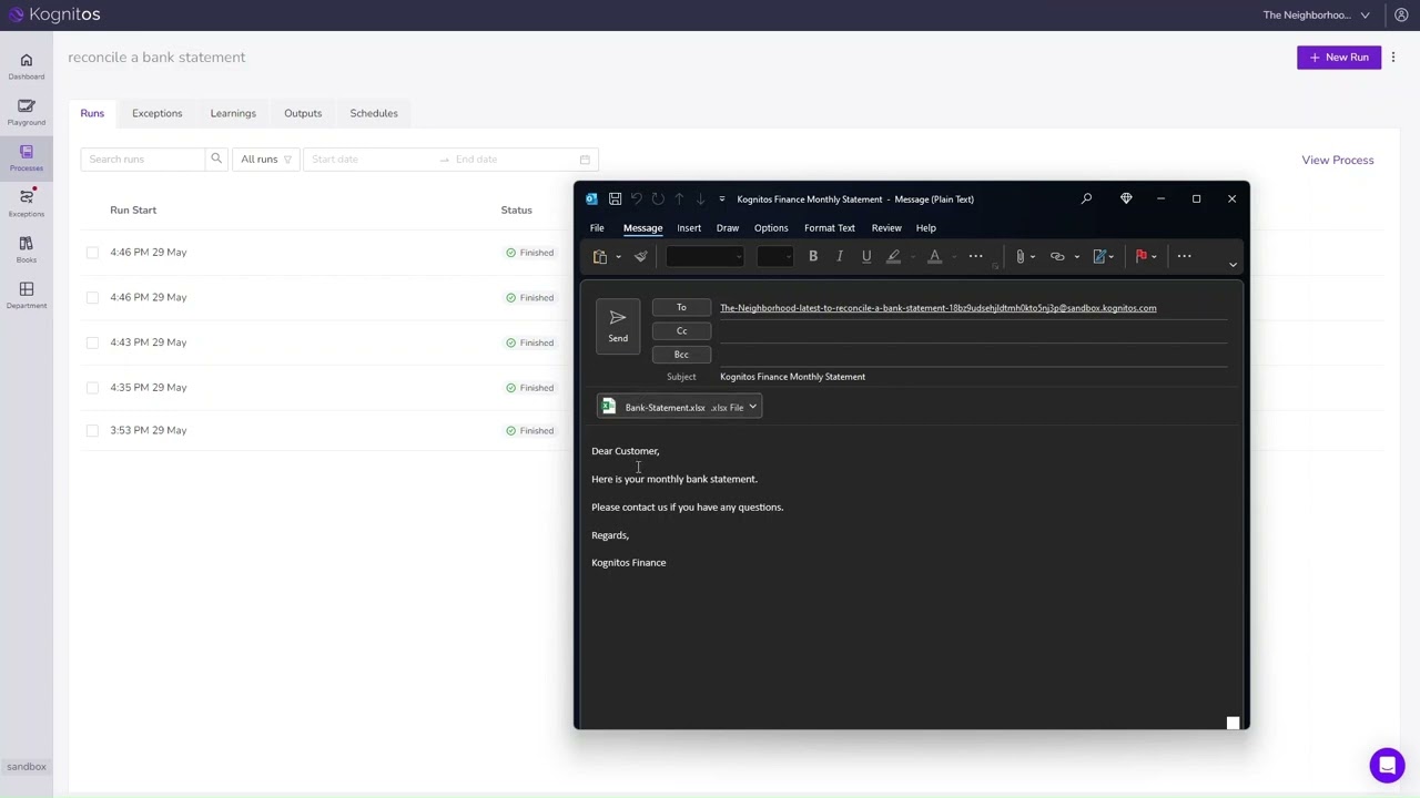 Bank Statement Reconciliation on the Kognitos Platform