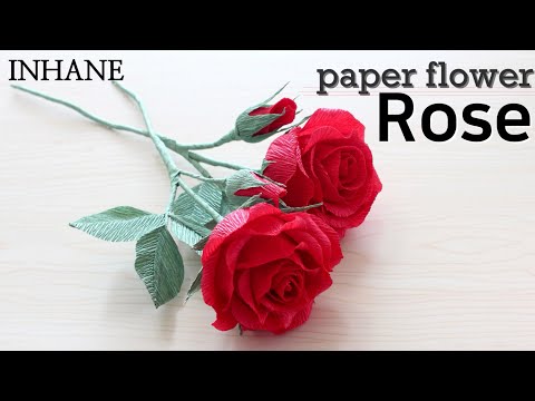 How to make red rose with crepe paper: Rose paper flower