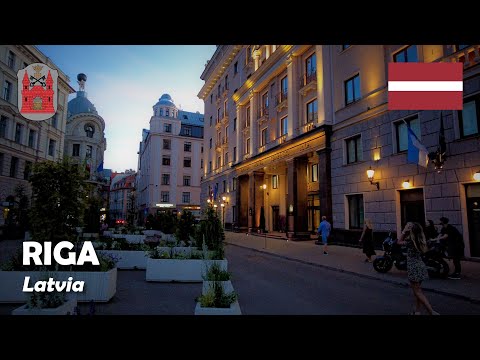 Riga, Latvia. A walk in the old town at sunset. 4K