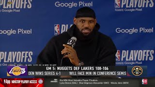 Postgame | LeBron James (30 Pts) reacts to Los Angeles Lakers loss to Denver Nuggets, exit playoff