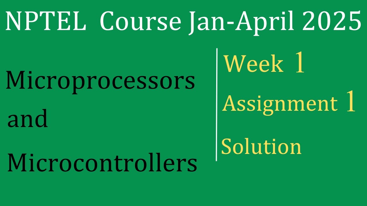 Assignment 1 Solution | Microprocessors And Microcontrollers |NPTEL Course Jan-April 2025 |InfoXel