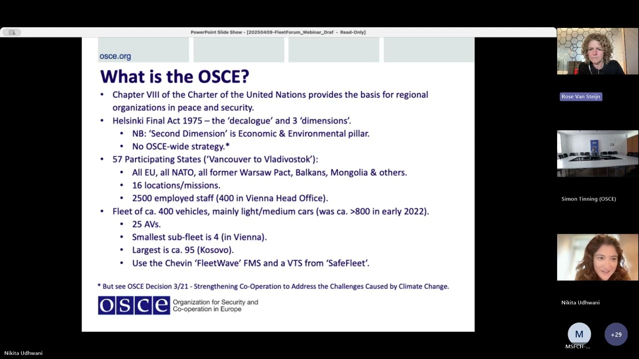 Webinar: Financial and environmental feasibility of introducing EVs into the OSCE fleet