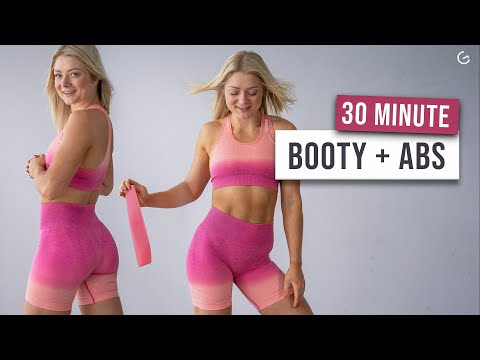 30 MIN BOOTY + ABS - WITH MINI BAND, No Repeat Home Workout