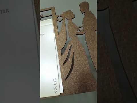 Laser cut wooden wedding invitation card, 2 leaflet