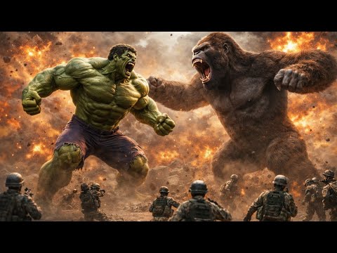 Giant Hulk & King Kong vs Army 🚁 | Monster War in 8K Ultra HD