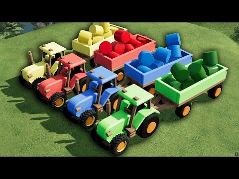 STAR OF COLORS ! RAMP vs BARREL vs TOY TRACTORS & TOY TRAILERS ! Farming Simulator 22