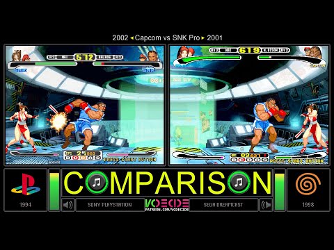 PlayStation vs Dreamcast (CAPCOM vs SNK PRO) Graphics Comparison - Dual Longplay