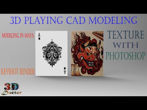 playing card modeling in maya! 3D card modeling in maya texture with photoshop & render with keyshot