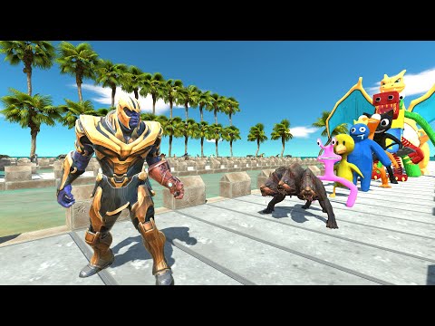 Thanos vs Rainbow Friends COCONUT DEATH RUN - Animal Revolt Battle Simulator
