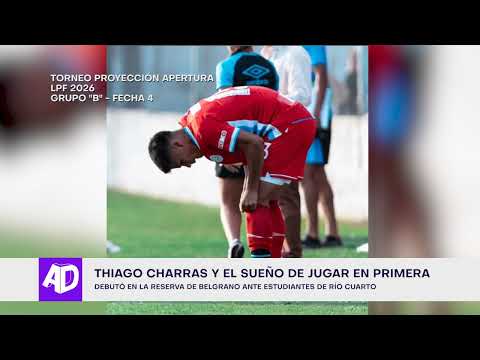 Fútbol: Thiago Charras de Arroyito debutó en reserva de Belgrano