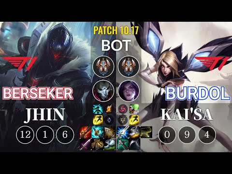 T1 Berseker Jhin vs T1 Burdol Kai'Sa Bot - KR Patch 10.17