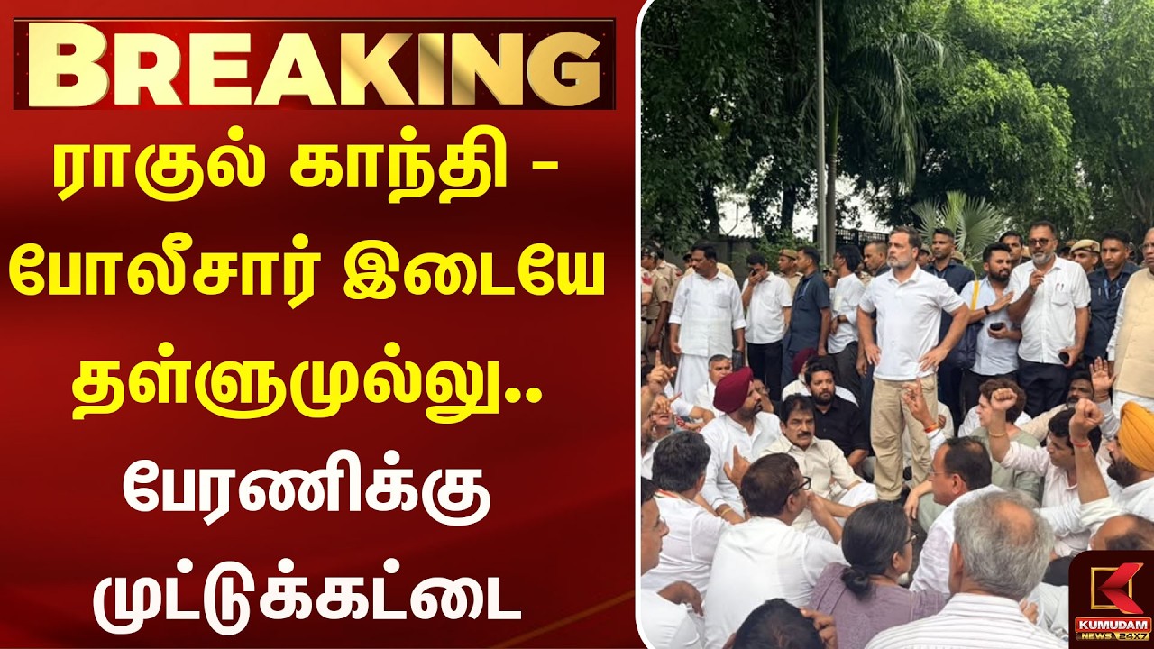 ராகுல் காந்தி - போலீசார் இடையே தள்ளுமுல்லு.. பேரணிக்கு முட்டுக்கட்டை | Delhi | Neet | Rahul Gandhi ராகுல் காந்தி - போலீசார் இடையே தள்ளுமுல்லு.. பேரணிக்கு முட்டுக்கட்டை | Delhi | Neet | Rahul Gandhi