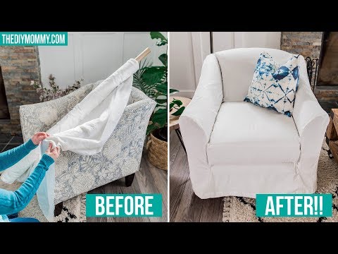 HOW TO MAKE A DIY SLIPCOVER + Summer Living Room Decor