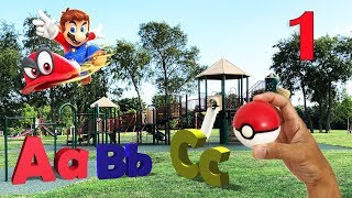 Pretend play Super Mario and Pokemon, Learning ABC Letter Alphabets part 1/2