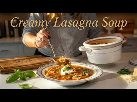 Cozy Lasagna Soup with Creamy Ricotta Topping  BEST Comfort Food!