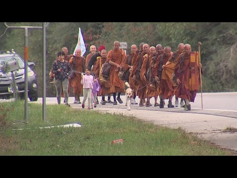 Buddhist monks on 'Walk for Peace' arrive in Kountze on day 30 of their journey