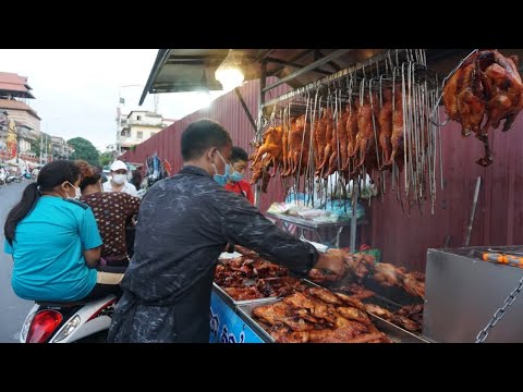 Amazing Grill MEAT on The Street - Mr Tola is Famous That Grill Duck @Phsa Kandal Market in Evening
