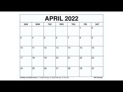 Printable April 2022 Calendar Templates with Holidays - Wiki Calendar