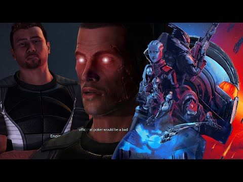 Renegade Shepard plays poker with Engineers Donnelly and Daniels - Mass Effect 2 Legendary Edition