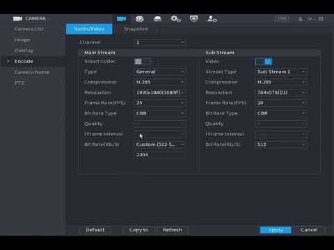 How to change camera encode parameter in NVR?