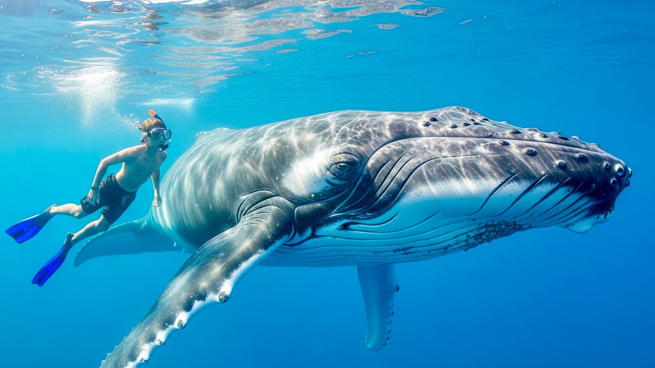 Swimming with Humpback Whales | Incredible Adventure in Tahiti (4K UHD)