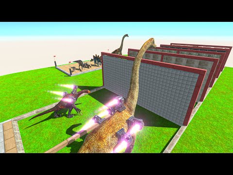 Herbivore Dinosaurs Race Through Blocks with Jet Engines - Animal Revolt Battle Simulator