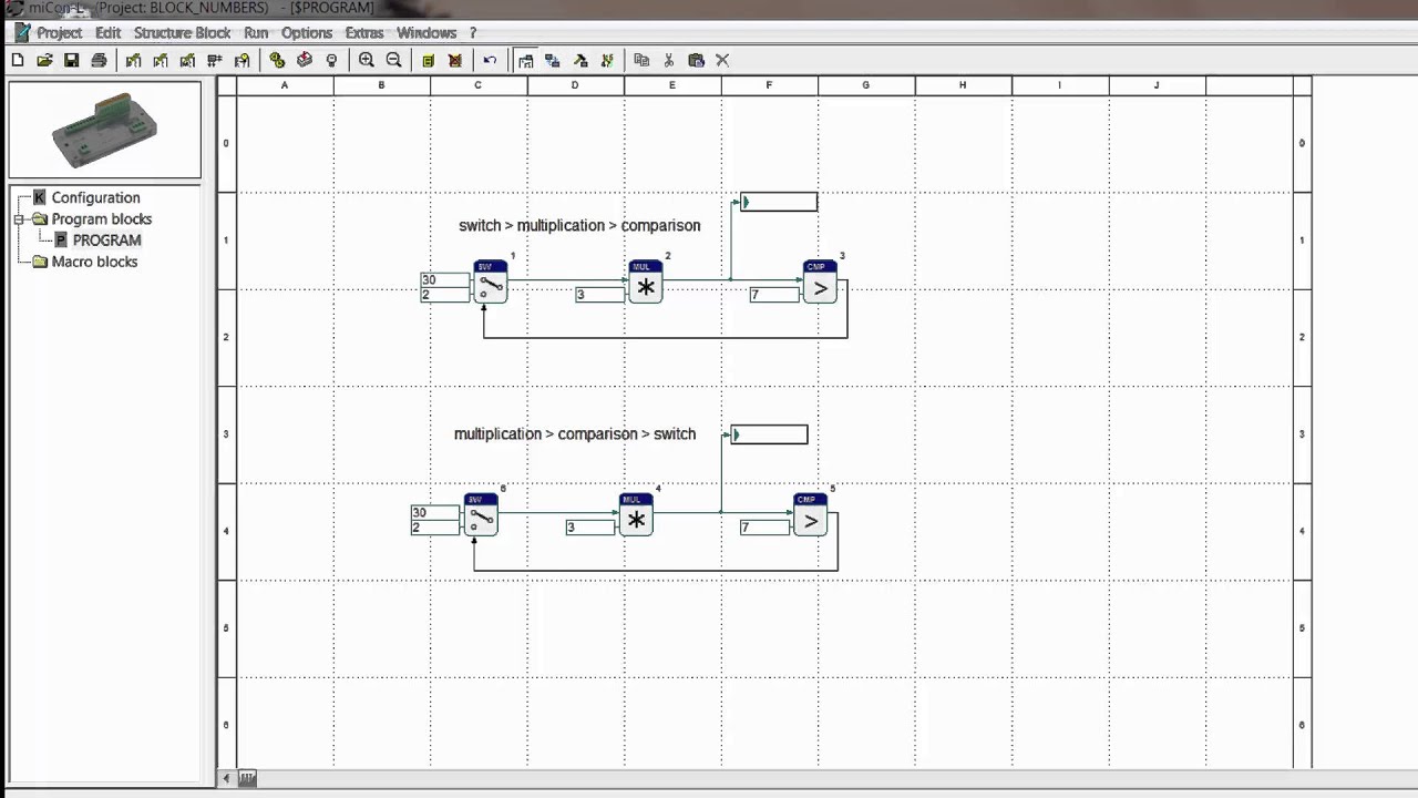 Function block numbers in miCon-L