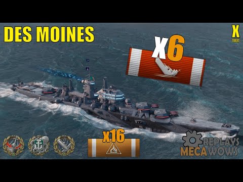 Des Moines 6 Kills & 205k Damage | World of Warships Gameplay