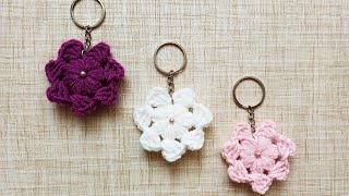 How to Crochet a Flower Keychain - Easy & Beginner-Friendly Tutorial!