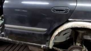 Mazda 626. Replacement of a rocker panel and wheel wells. Замена порога и задней арки.