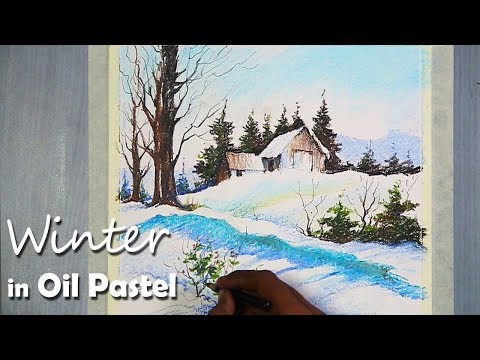 Snowy Winter Landscape Painting in Oil Pastel | Episode 2