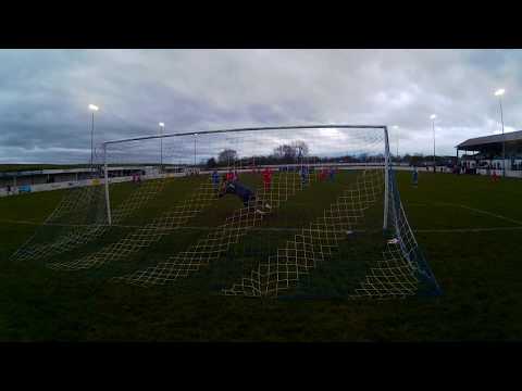 Olly Brown-Hill scores Stamford's only goal in the 4-1 defeat at Frickley 26 01 19