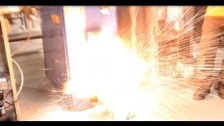 Oil furnace blowing up, big explosions!