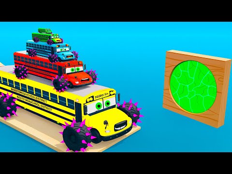 Small Cars on Big Car vs Slide Color with Portal Pool   Cars vs Deep Water   beamNG Drive #6