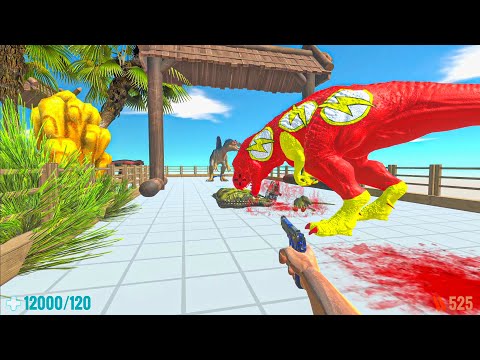 FPS RESCUE MISSION DEATH RUN WITH FLASH T-REX-Animal Revolt Battle Simulator