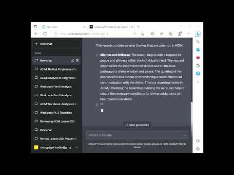 ChatGPT Spirituality ACIM Lesson 221 - Peace to my mind  Let all my thoughts be still